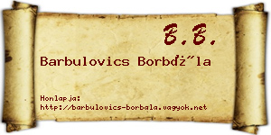 Barbulovics Borbála névjegykártya